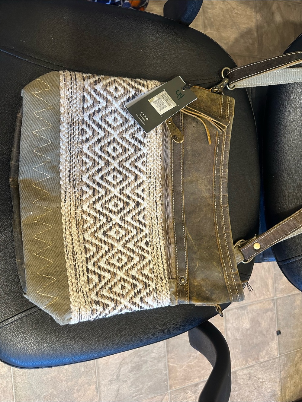 Myra Bag Brown and Cream Woven Shoulder Bag